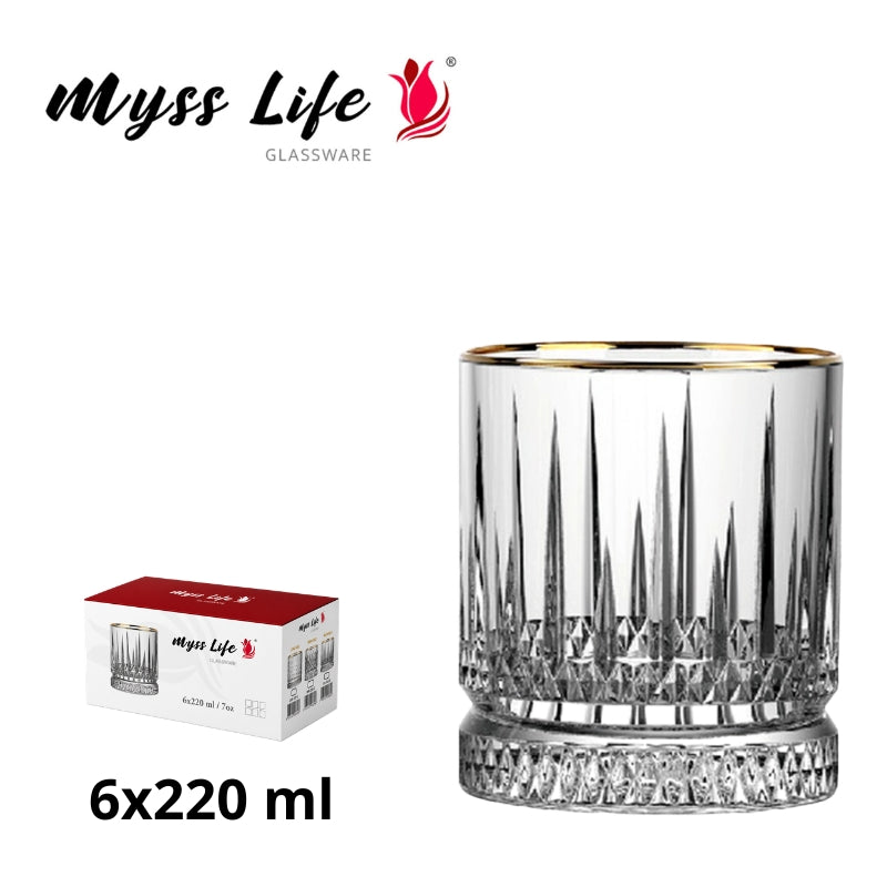 MYSS LIFE ARVEN VERRE DESIGN COURT 6x220 ML GOLD
