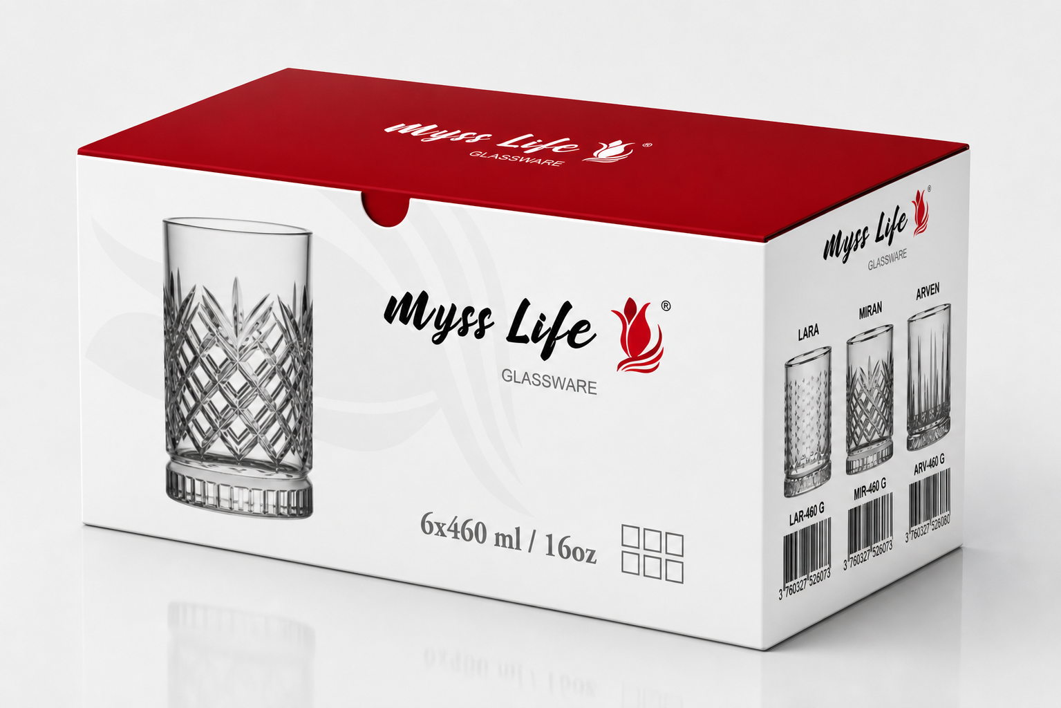 MYSS LIFE ARVEN VERRE DESIGN LONG 6x460 ML GOLD